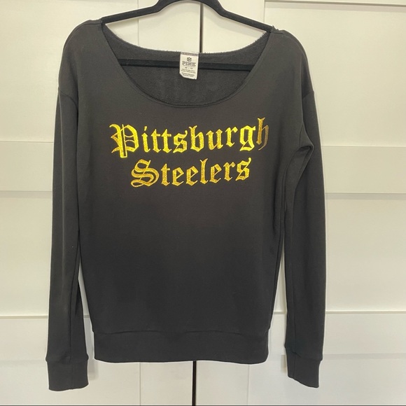 PINK Victoria's Secret Sweaters - Victoria’s Secret Pink Pittsburgh Steelers Sweatshirt Size XS Black Gold Oversiz